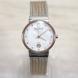 Skagen Denmark Women's Watch – Pre-Owned, New Battery, Round, Silver/White